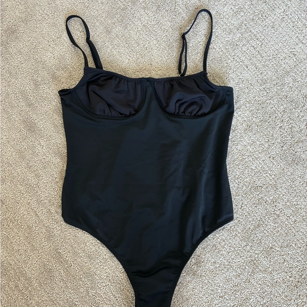 DANIELLE BERNSTEIN Black Thong Bodysuit Sz M